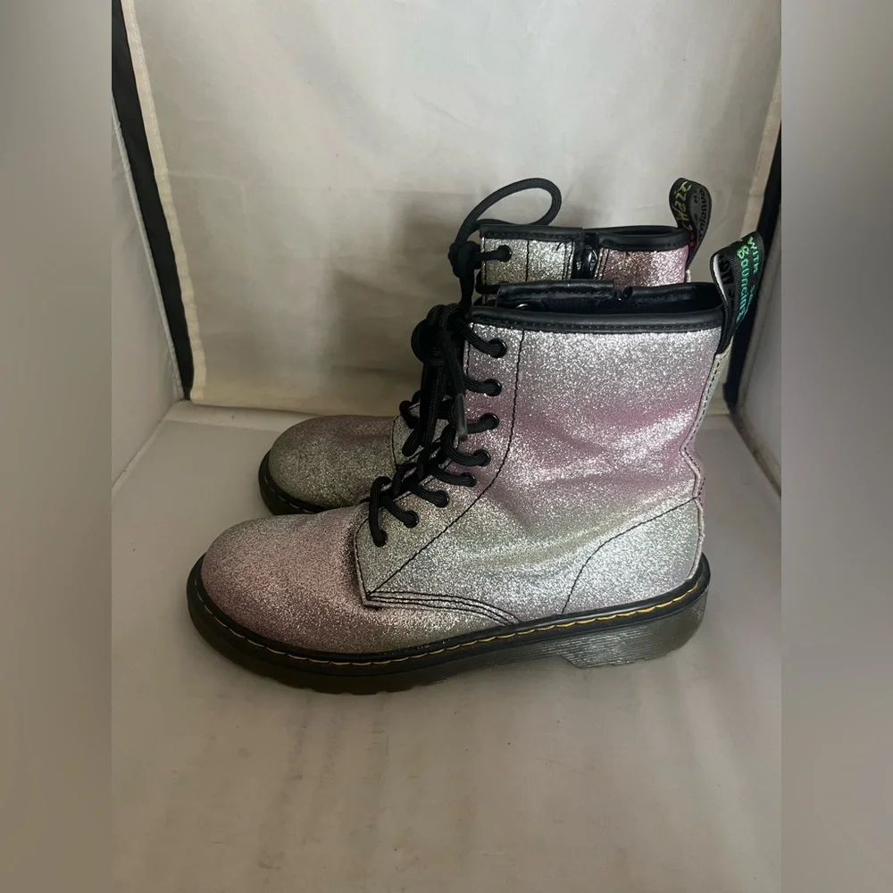 Dr. Martens Pink and Silver Glitter Boots 5 - Picture 3 of 8